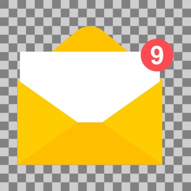 E- posta işi simgesi, düz web istemcisi ileti imzası, e- posta uygulaması vektör illüstrasyonu .