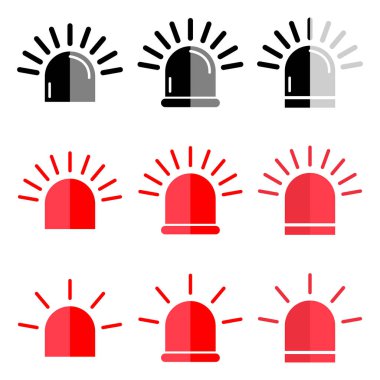 Siren yangın alarmı işareti, tehlike işareti, ambulans uyarı vektör illüstrasyonu .