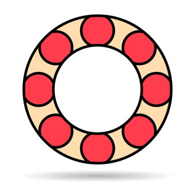 Kerteriz gölge simgesi, yuvarlanan top işareti, düz web tasarım vektör çizimi .