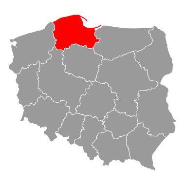 Polonya 'nın Pomerania haritası şekli, seyahat web düz konsept vektör çizimi .