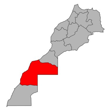 Laayoune-Sakia El Hamra set of Fas haritası şekli, seyahat web sitesi ikonu çizimi .