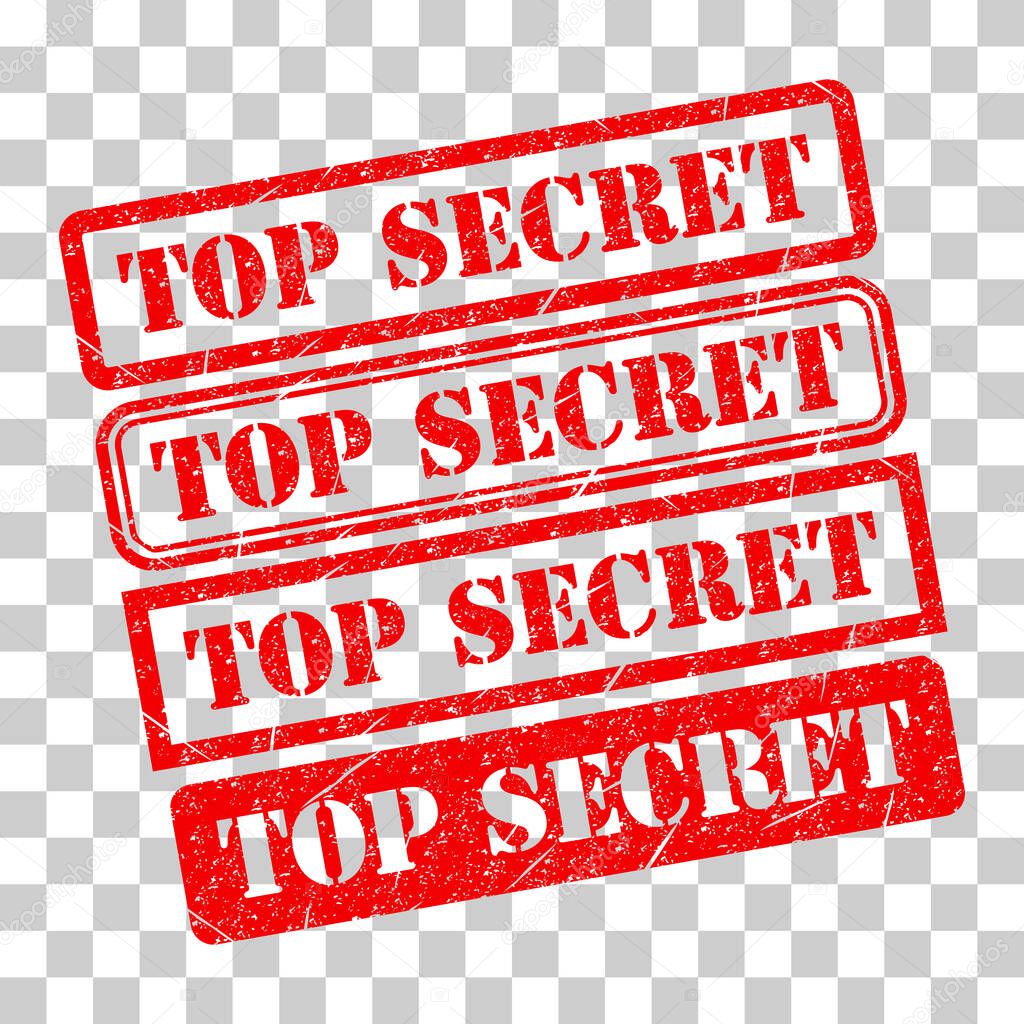 Set of Top secret stamp symbol, label sticker sign button, text banner vector illustration .
