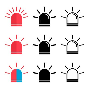 Siren yangın alarmı işareti, tehlike işareti, ambulans uyarı vektör illüstrasyonu .