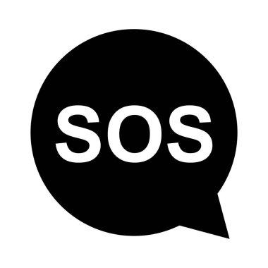 SOS yardım simgesi, güvenlik desteği uyarısı düz tasarım, vektör illüstrasyonunu kaydet .