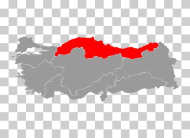 Türkiye 'nin Karadeniz Bölgesi harita şekli, seyahat web konsepti vektör illüstrasyonu .
