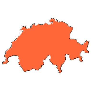 İsviçre harita şekli, seyahat web düz konsept vektör gösterimi .