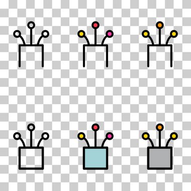 Optik kablo simgesi seti, teknoloji bilgi web ağı, dijital vektör illüstrasyonu .