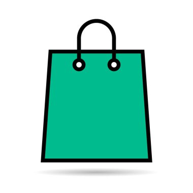 Alışveriş poşeti çizgisi gölge simgesi, süpermarket kağıdı plastik paket işareti, eco mağaza vektörü .
