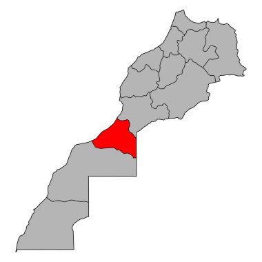 Guelmim-Oued Fas haritası sembolü seti, seyahat web simgesi çizimi .