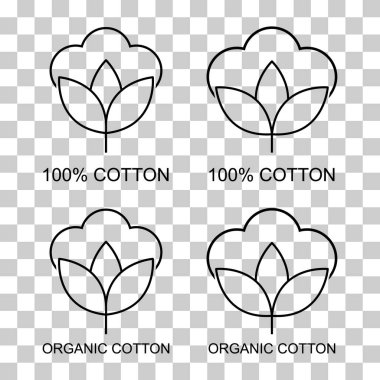 Pamuk organik ikon seti, giysi sembolü doğal sembol, web grafik çizimi .