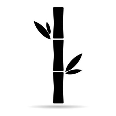 Bambu yaprağı gölge ikonu, doğa tropikal sembol tasarımı, web işaret çizimi çizimi .