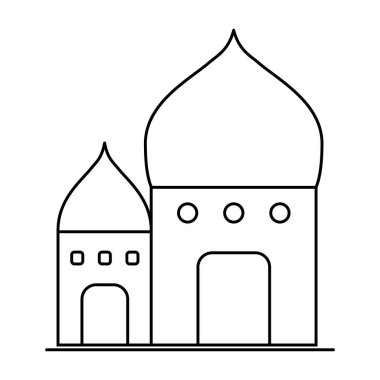 İslami cami simgesi, Arap inanç kültürü tasarımı, düz ağ izole edilmiş vektör illüstrasyonu .