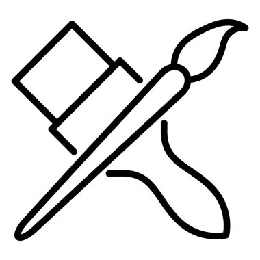 Boya fırçası simgesi, ekipman ressamı aracı düz web sembolü, boya fırçası çizimi .