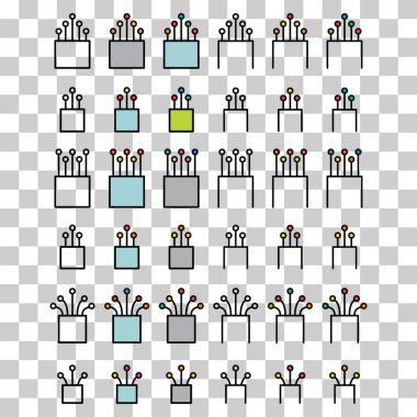 Optik kablo simgesi seti, teknoloji bilgi web ağı, dijital vektör illüstrasyonu .