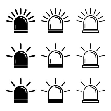Siren yangın alarmı işareti, tehlike işareti, ambulans uyarı vektör illüstrasyonu .