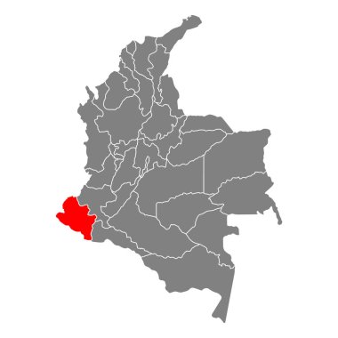 Kolombiya haritası şekilli Narino, seyahat ağı düz konsept vektör çizimi .
