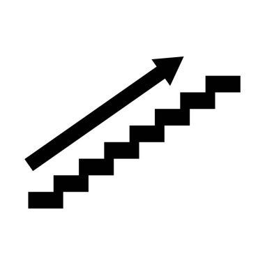 Merdiven yukarı ok grafik simgesi. Düz web yürüyüşü adım tasarım vektör çizimi .