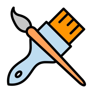 Boya fırçası simgesi, ekipman ressamı aracı düz web sembolü, boya fırçası çizimi .