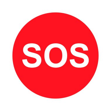 SOS yardım simgesi, güvenlik desteği uyarısı düz tasarım, vektör illüstrasyonunu kaydet .