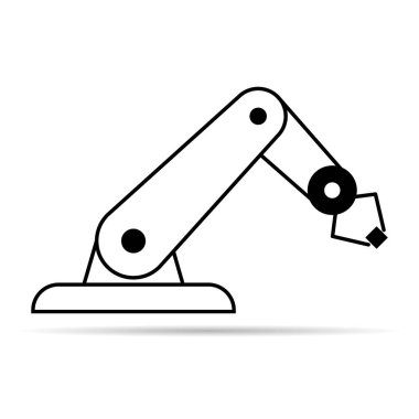 Mekanik robot kol makinesi gölge ikonu, teknoloji hidrolik robot el, vektör illüstrasyonu .