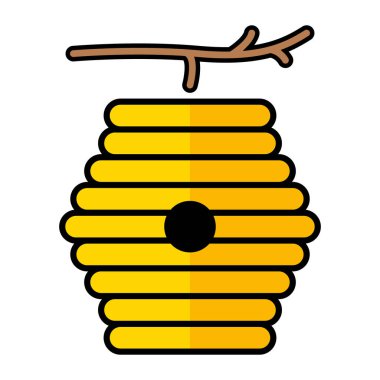 Kovan doğal ikonu, arı ağı düz yaşam alanı işareti, grafik vektör illüstrasyonu .