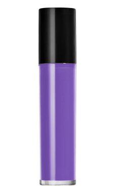 Beyaz arka planda izole edilmiş bir şişe koyu mavi oje.