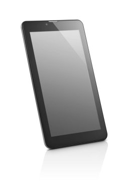 Basit siyah tabletin dörtte üçü izole edilmiş.