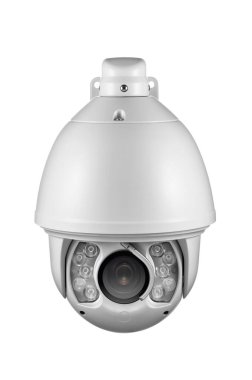 Dışarıdaki güvenlik kamerasının ön görüntüsü, izole.