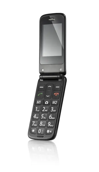 Basit bir siyah cep telefonu, izole edilmiş.