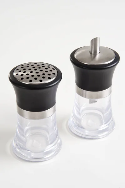 Set Simple Salt Oil Dispensers Isolated — Stock Photo, Image