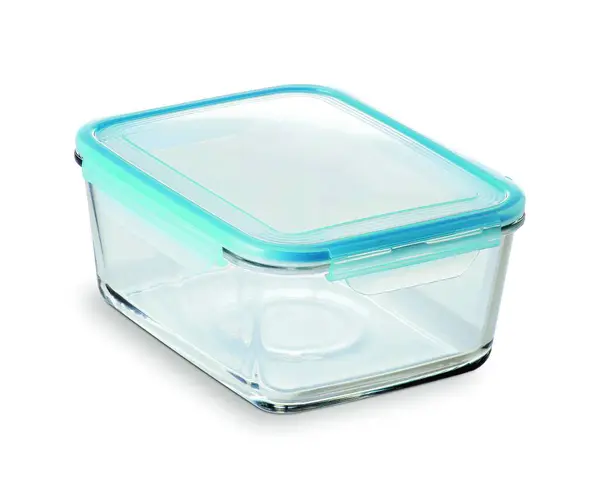 Side View Glass Food Storage Container Rectangular Shaped Isolated — Stock Photo, Image