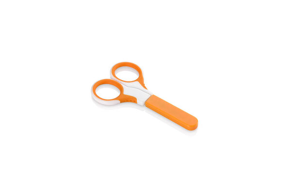 Orange and white nail scissors isolated