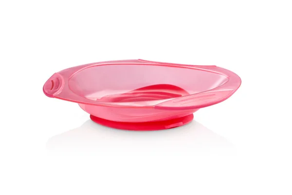 Angled View Modern Pink Plastic Plate Suction Cup Isolated — Stock Photo, Image