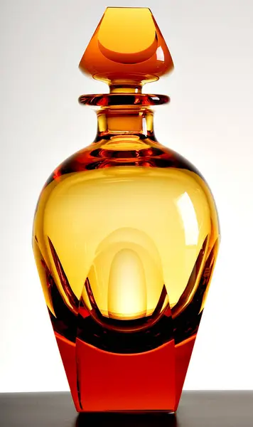 Turuncu yuvarlak likör şişesi, izole.