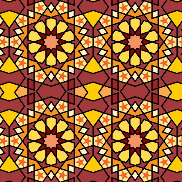 ラマダーン祭デザインのイスラム美術パターンファブリック カラフルなオレンジの背景 — ストック写真