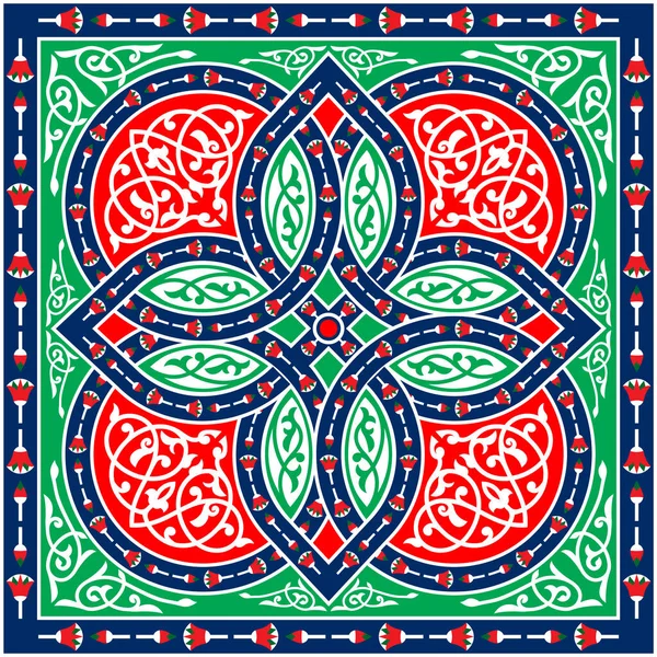 Blue Green Islamic Art Illustration of Ramadan Festival Designs Fabric, Colorful Background