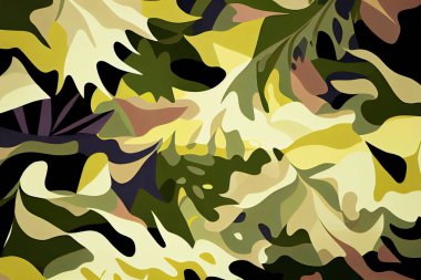 camouflage or camo color background with abstract leaf or jungle pattern illustration