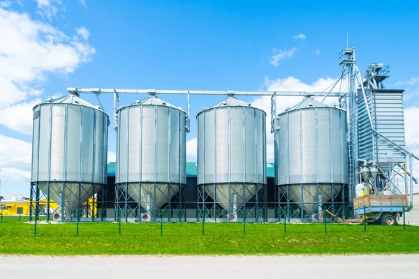 Silos for grain storage. Used for receiving, storing and shippin