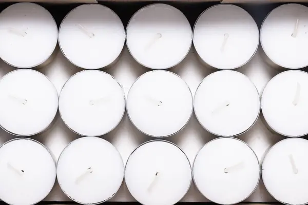 Lot of White Tealight Candles in Bulk, in carton packing box