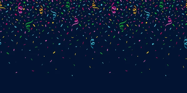 Confetti Rand Achtergrond Kleurrijke Vallende Lint Kleine Stukjes Gekleurd Papier — Stockvector