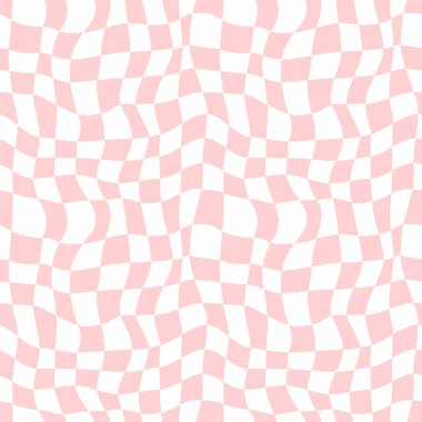 Trippy, retro 70 'ler satranç tahtası, Pembe ve beyaz şebeke kusursuz desen