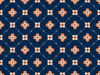 Retro basit geometrik desen dokusu, modern sevimli papatya çiçekleri grafik arkaplan