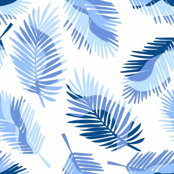 Patrón Hoja Moderna Tropical Impresión Diseño Textura Pastel Colores Azules — Archivo Imágenes Vectoriales