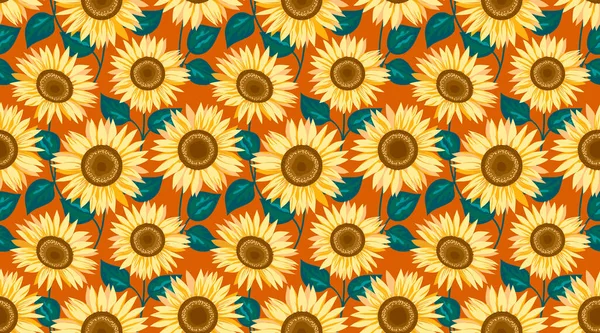 Sonnenblume Nahtlose Muster Auf Einem Neutralen Farbhintergrund Dekorative Niedliche Florale — Stockvektor