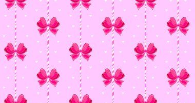 Şekerleme çubukları ve sevimli küçük kalpleri olan, pembemsi pembe yay desenli. Sevgililer Günü geçmişi