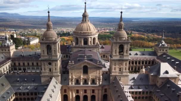 Vista Aérea Mosteiro Real San Lorenzo Escorial Imagens Alta Qualidade — Vídeo de Stock