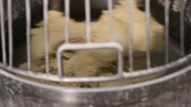 Endüstriyel karışımda panettone hamurunu hazırlıyorum. Yüksek kalite 4k görüntü
