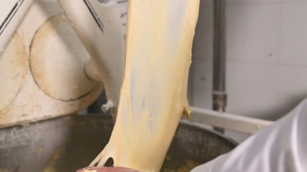 Pasta Şefi Hamur Kalitesini Inceliyor Nazikçe Uzatıyor Yüksek Kalite Görüntü — Stok video