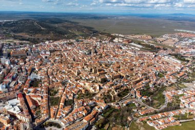 Extremadura, İspanya 'daki Unesco dünya mirasının havadan görünüşü. Yüksek kaliteli fotoğrafçılık . 