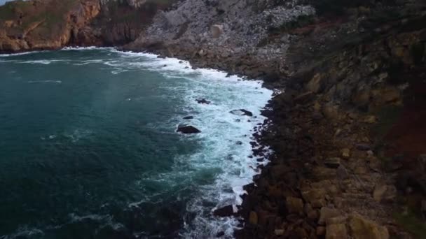 Aerial View Scenic Landscape Cantabrian Sea Coastline Cliffs High Quality — Vídeo de stock